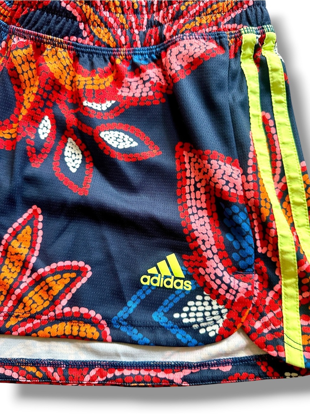 Women's Adidas Farm Rio Pacer 3-Stripes Knit Shorts in a blue floral print - Picture 4 of 16